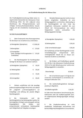 Nutzungsgebühren der Pfarrgemeinde Naarn